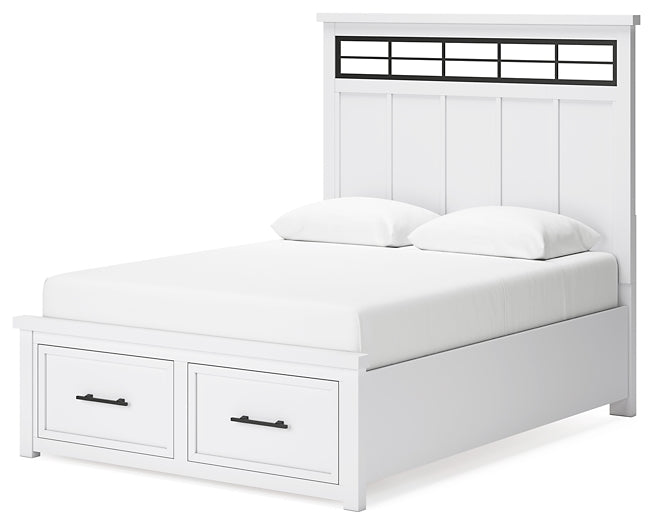 Ashbryn Queen Panel Storage Bed with Mirrored Dresser, Chest and Nightstand