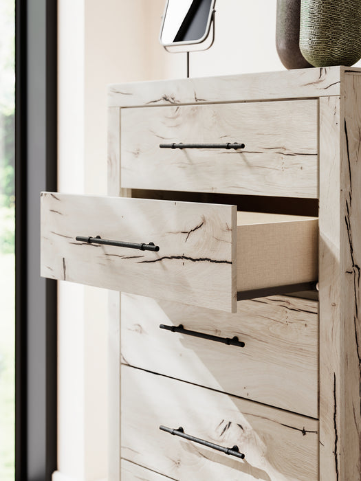 Lawroy Twin Panel Headboard with Mirrored Dresser, Chest and Nightstand