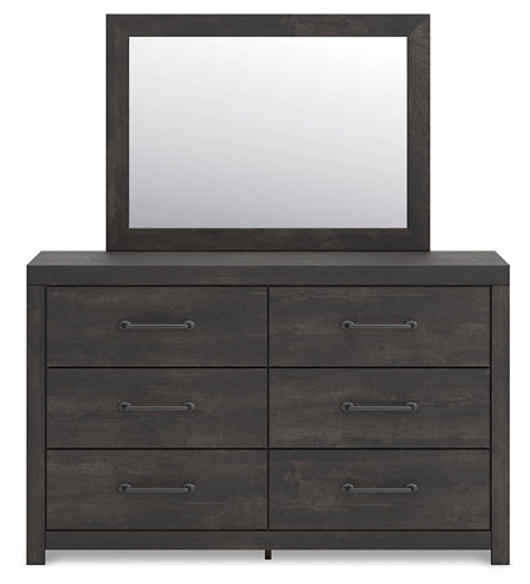 Hollivern Twin Panel Bed with Storage with Mirrored Dresser