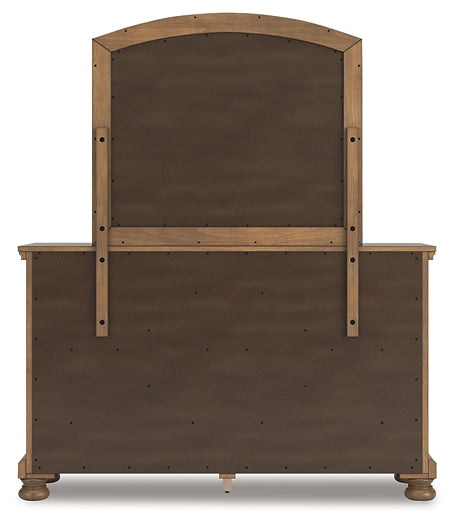 Feddinger California King Panel Bed with Mirrored Dresser, Chest and Nightstand