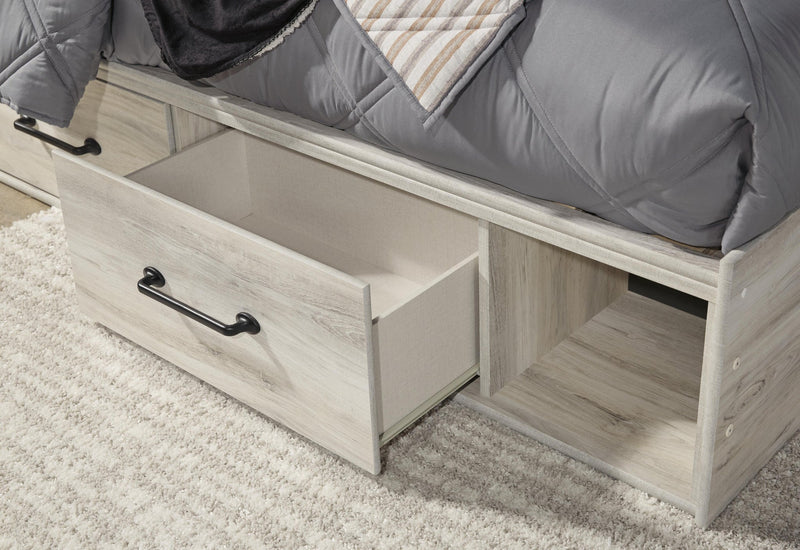 Cambeck Twin Panel Bed with 4 Storage Drawers with Mirrored Dresser, Chest and Nightstand
