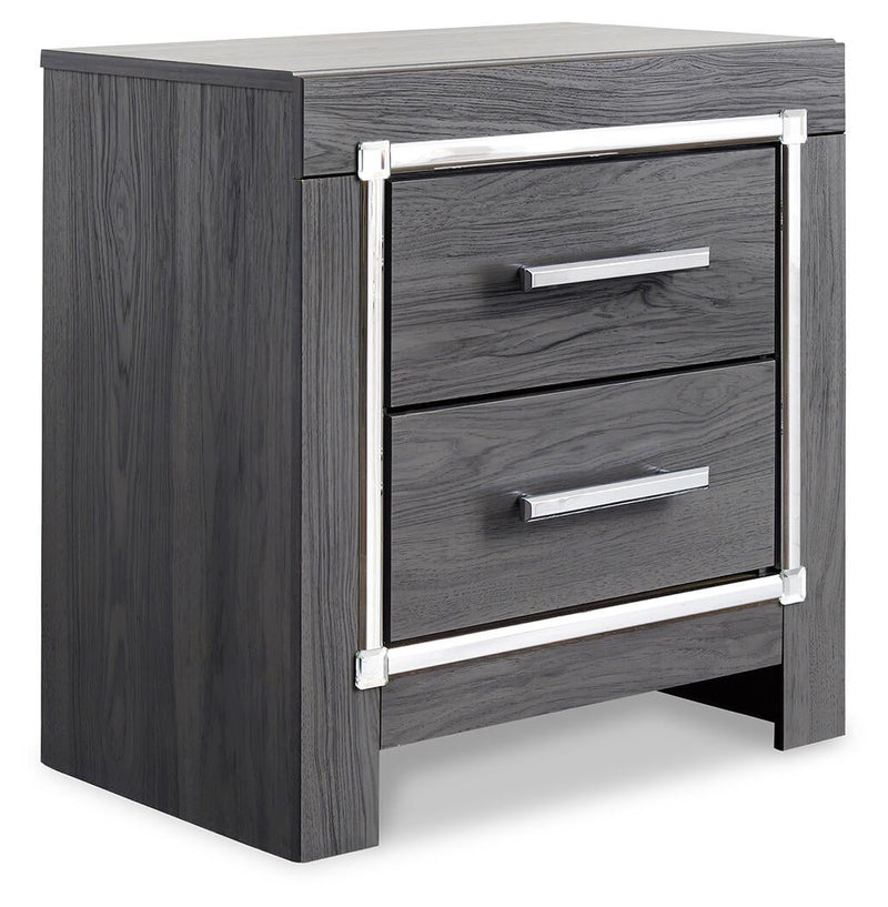 Lodanna Full Upholstered Panel Headboard Bed with Mirrored Dresser, Chest and Nightstand
