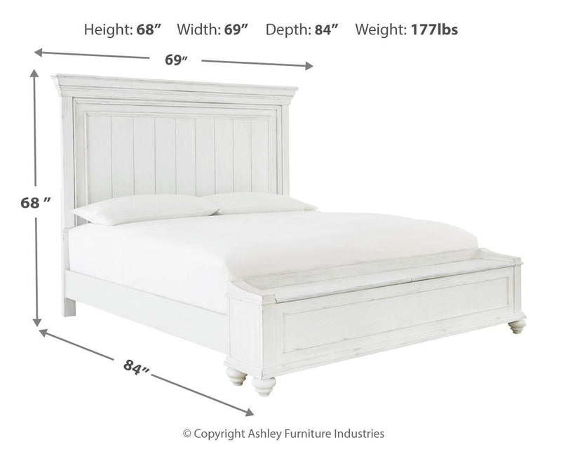 Kanwyn Queen Panel Bed with Storage with Mirrored Dresser, Chest and Nightstand