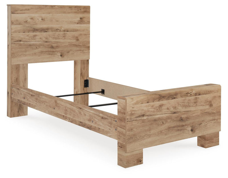 Hyanna Twin Panel Bed with Mirrored Dresser