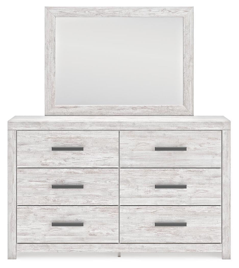 Cayboni Queen Panel Bed with Mirrored Dresser and Nightstand