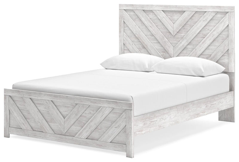 Cayboni Queen Panel Bed with Mirrored Dresser and Nightstand