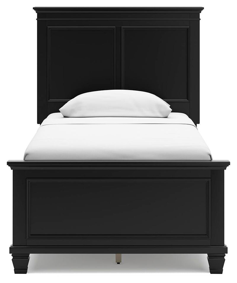 Lanolee Twin Panel Bed with Mirrored Dresser