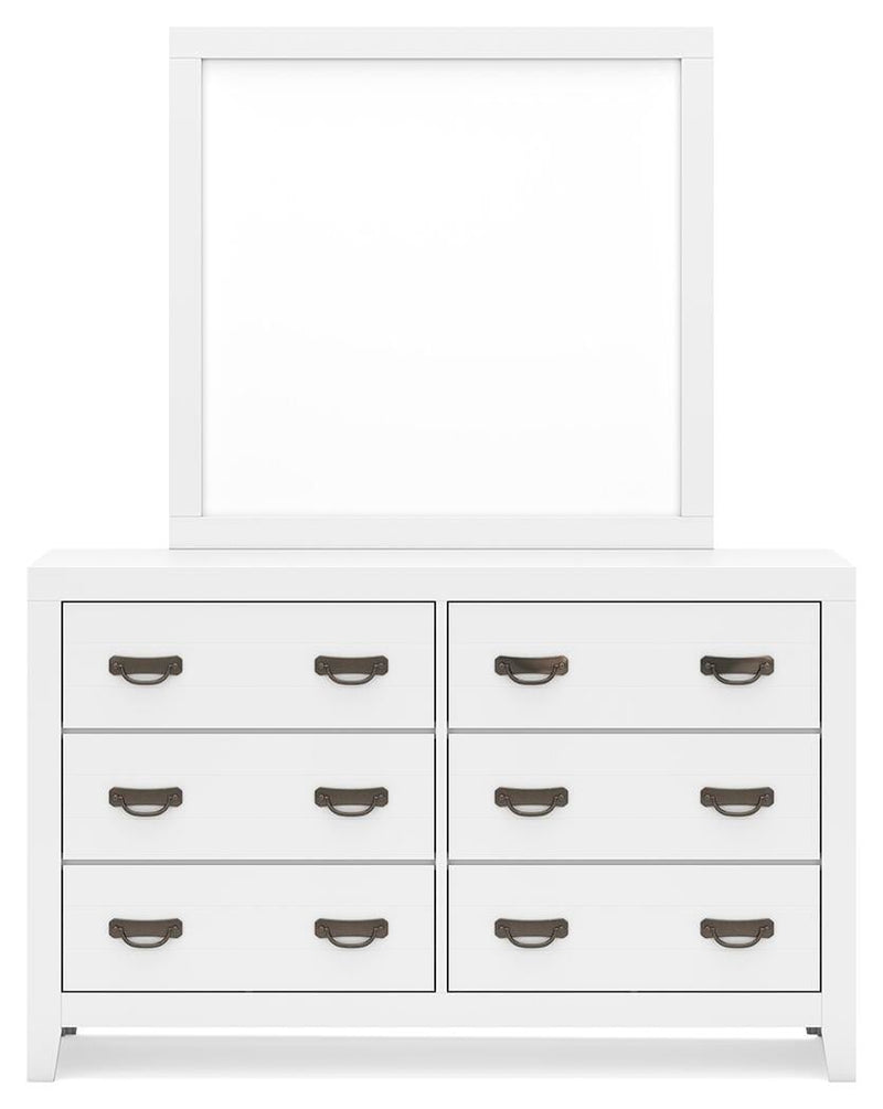 Binterglen King Panel Bed with Mirrored Dresser