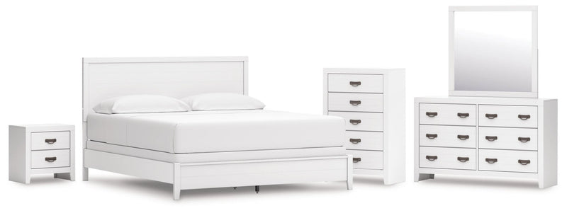 Binterglen California King Panel Bed, Dresser, Mirror, Chest and Nightstand