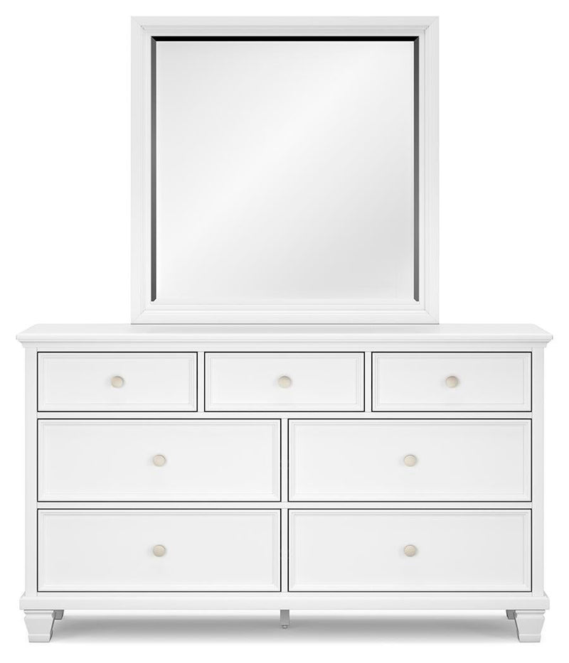 Fortman King Panel Bed with Mirrored Dresser and Nightstand