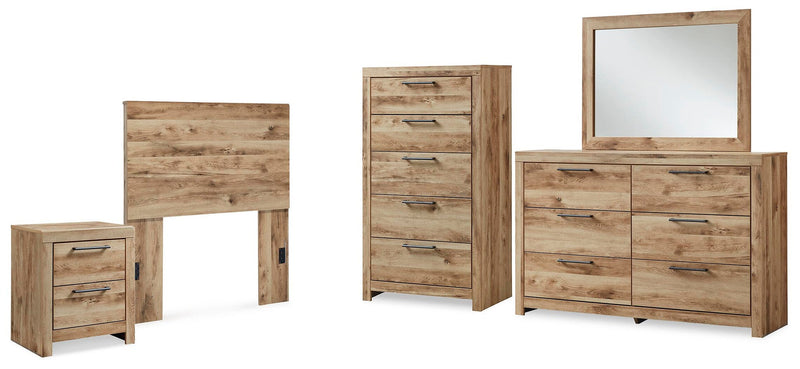 Hyanna Twin Panel Headboard, Dresser, Mirror, Chest and Nightstand