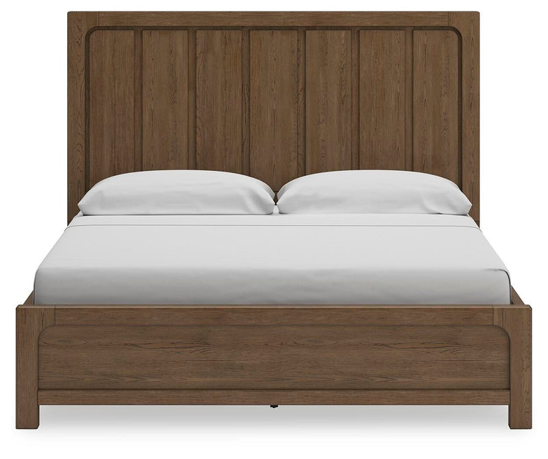 Cabalynn California King Panel Bed with Storage with Mirrored Dresser