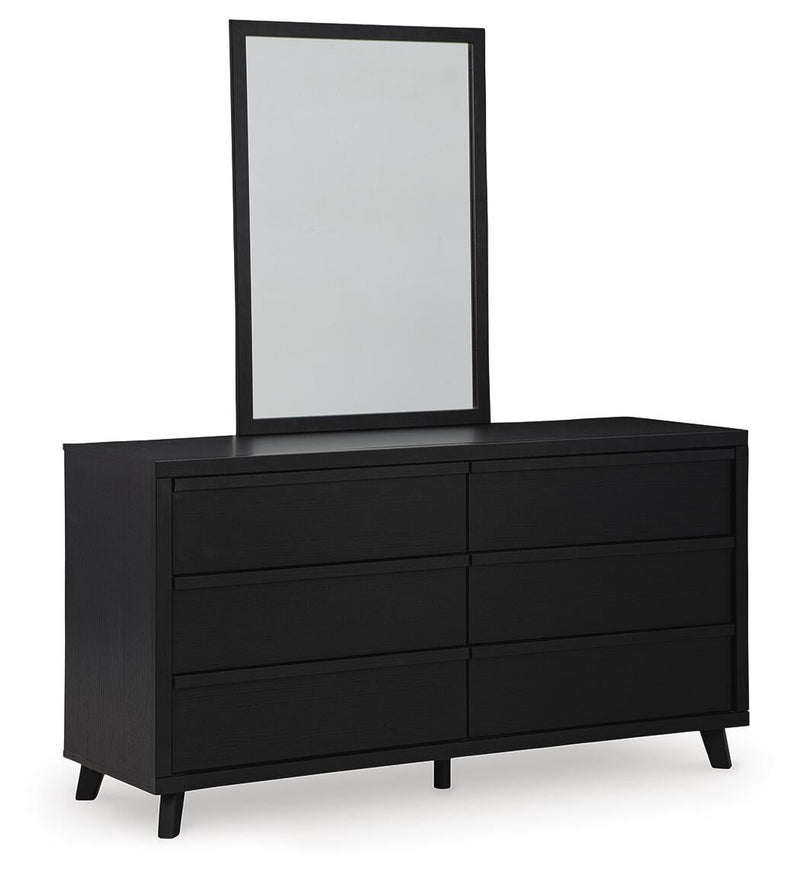 Danziar Queen Panel Bed with Mirrored Dresser