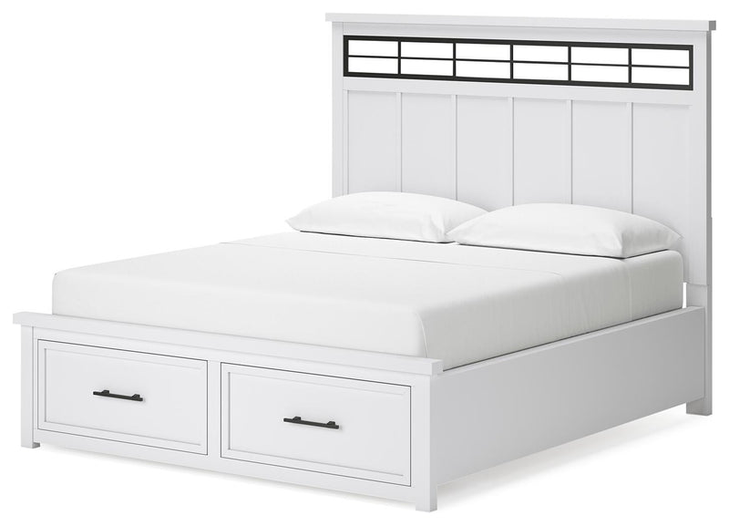 Ashbryn California King Panel Storage Bed, Dresser, Mirror, Chest and Nightstand