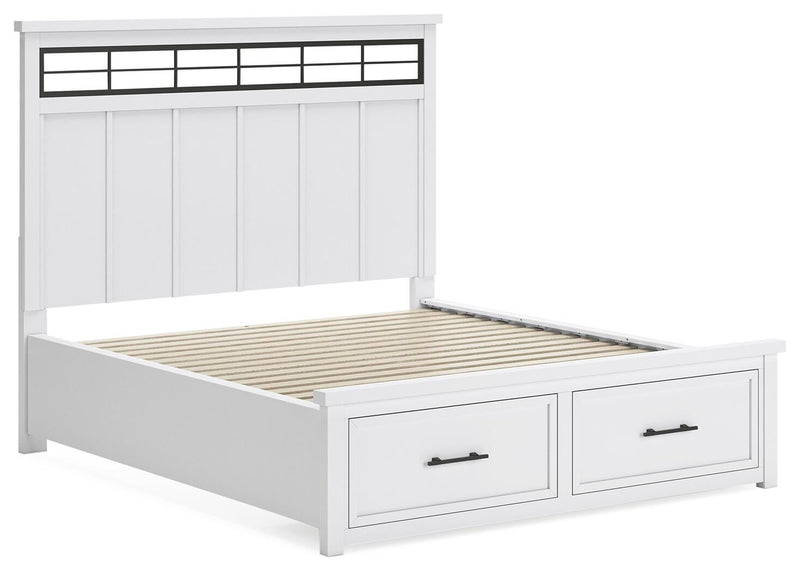 Ashbryn California King Panel Storage Bed, Dresser, Mirror, Chest and Nightstand