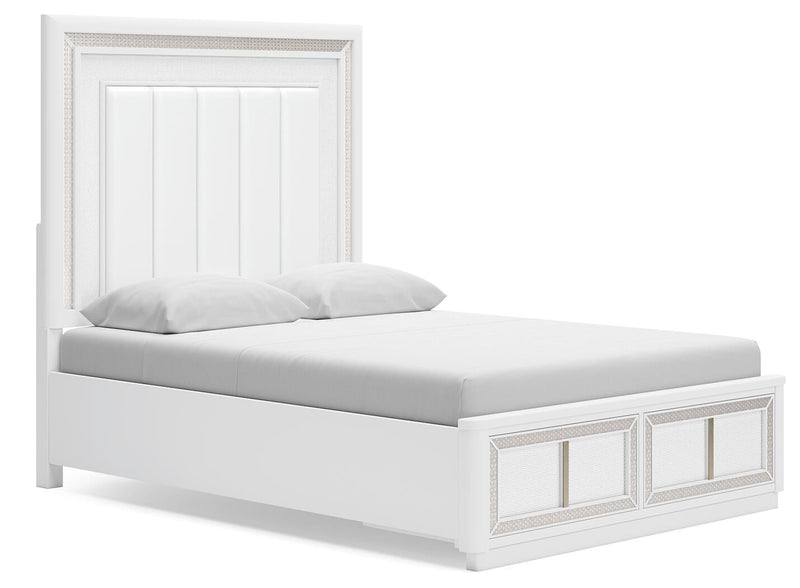 Chalanna Queen Upholstered Storage Bed, Dresser, Mirror, Chest and Nightstand