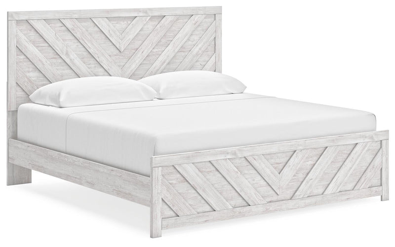 Cayboni King Panel Bed, Dresser, Mirror, Chest and Nightstand
