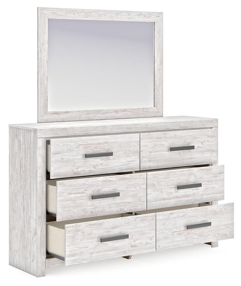 Cayboni King Panel Bed with Mirrored Dresser