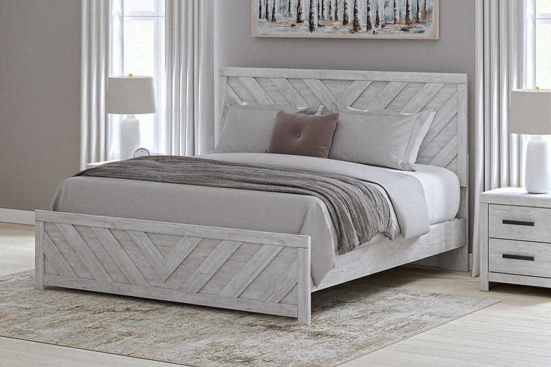 Cayboni King Panel Bed with Mirrored Dresser