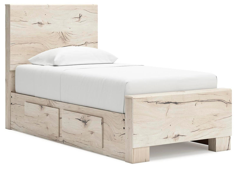 Lawroy Twin Panel Bed with Storage, Dresser and Mirror