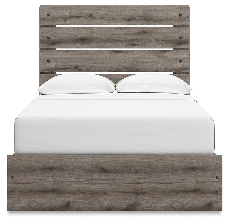 Graystorm Full Panel Bed with Storage, Dresser, Mirror and Nightstand