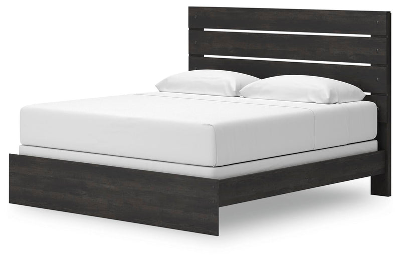 Hollivern King Panel Bed, Dresser, Mirror, Chest and Nightstand
