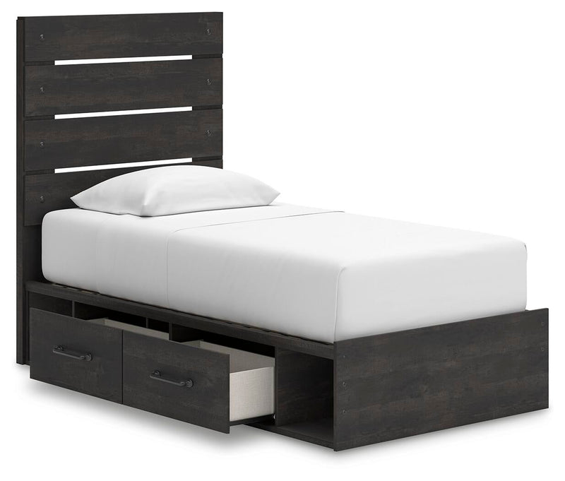 Hollivern Twin Panel Storage Bed, Dresser, Mirror, Chest and Nightstand