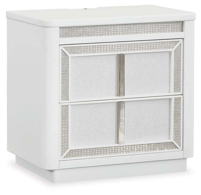 Chalanna King Upholstered Storage Bed, Dresser, Mirror, Chest and Nightstand