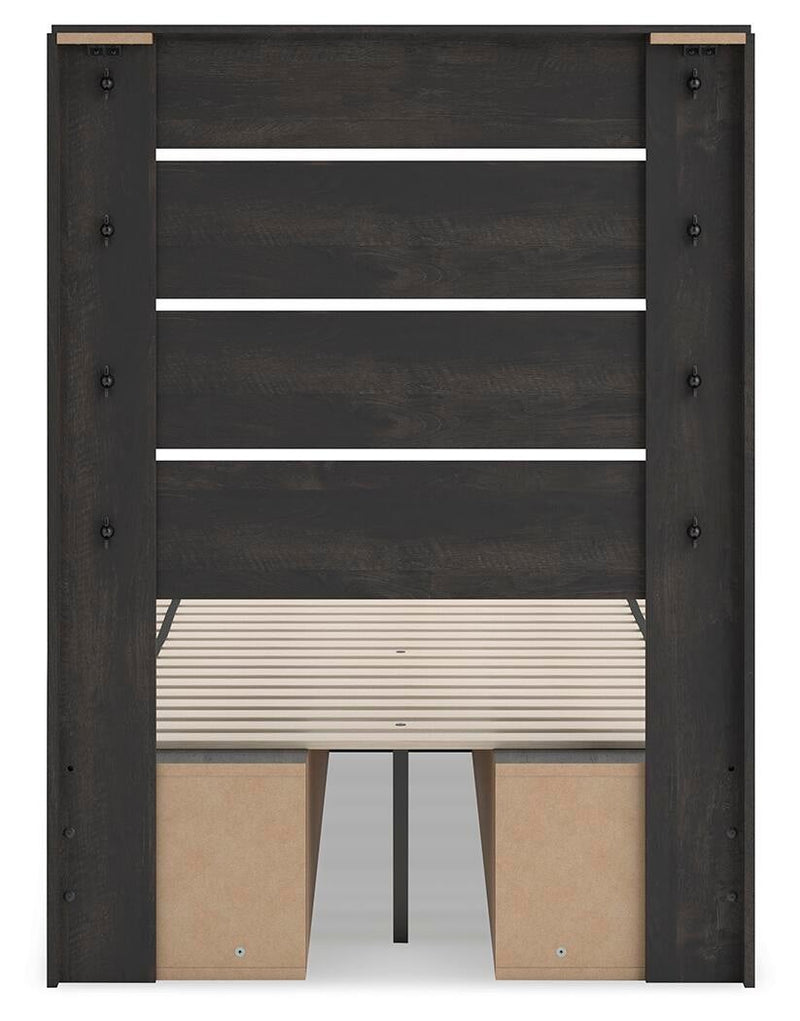 Hollivern Twin Panel Bed with Storage, Dresser, Mirror, Chest and Nightstand