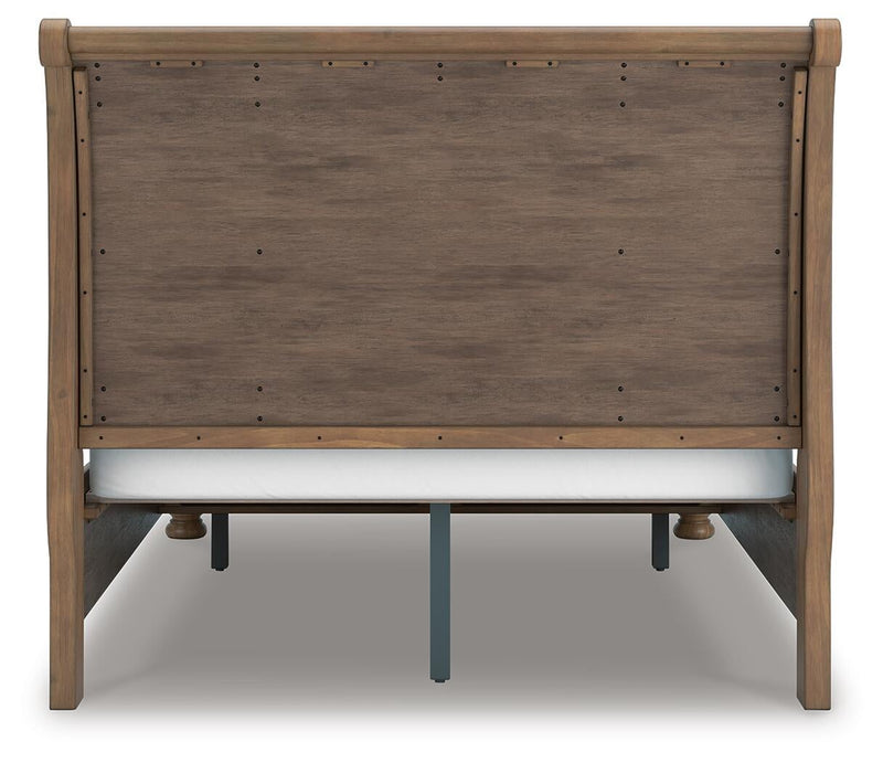 Feddinger Queen Storage Sleigh Bed with Mirrored Dresser, Chest and Nightstand