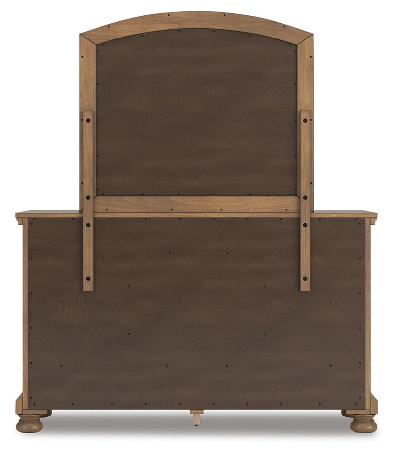 Feddinger Queen Storage Sleigh Bed with Mirrored Dresser