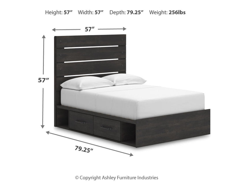 Hollivern Full Panel Bed with Storage, Dresser and Mirror