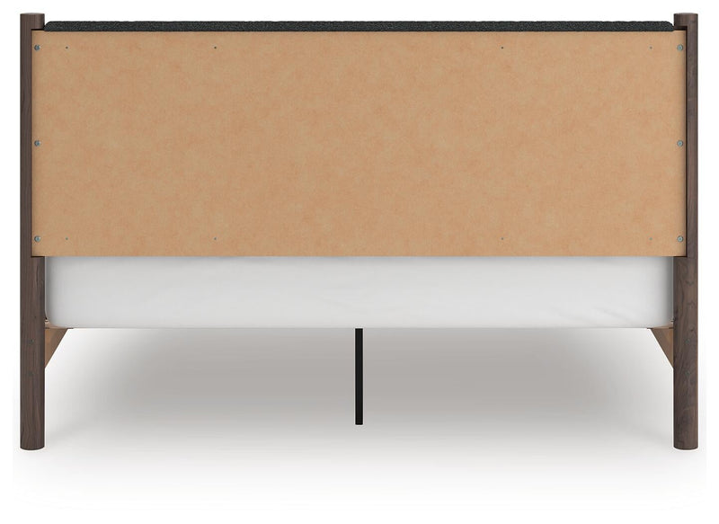 Pamytta King Upholstered Panel Platform Bed, Dresser and Mirror