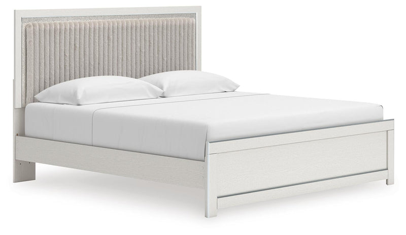 Zuraleus King Upholstered Panel Platform Bed, Dresser, Mirror, Chest and Nightstand