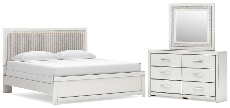 Zuraleus King Upholstered Panel Bed, Dresser and Mirror