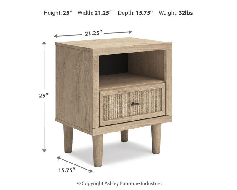 Cielden California King Upholstered Bed with Roll Slats, Dresser, Mirror, Chest and Nightstand