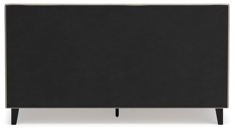 Cielden King Upholstered Bed with Roll Slats, Dresser, Mirror and Nightstand