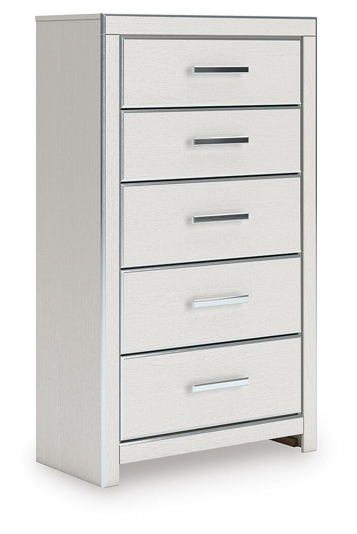 Zuraleus King Upholstered Panel Platform Storage Bed, Dresser, Mirror, Chest and Nightstand