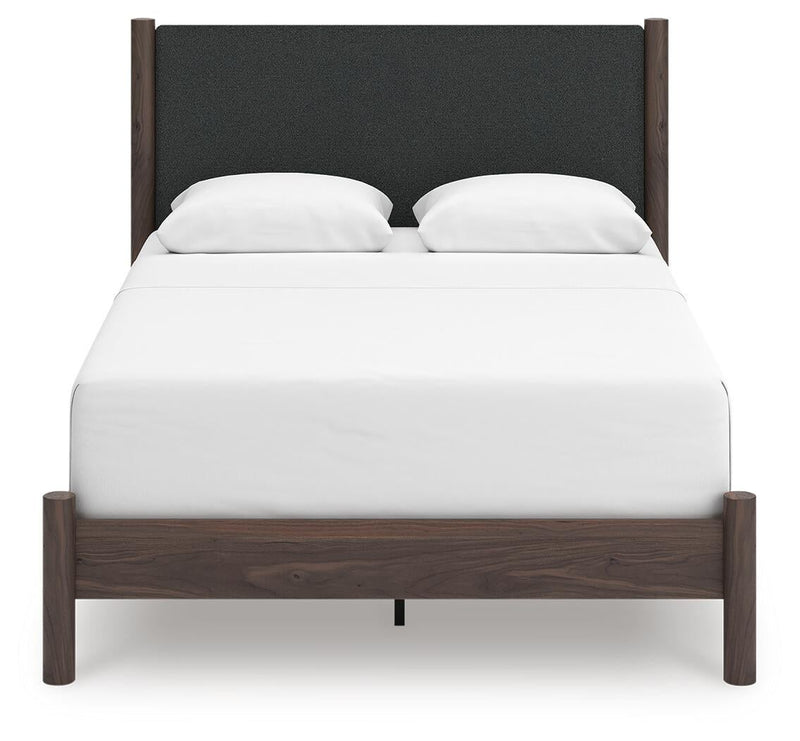 Pamytta Queen Upholstered Panel Bed, Dresser and Mirror