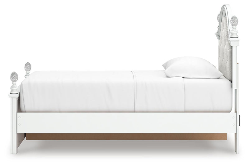 Kozlani Twin Upholstered Panel Storage Bed, Dresser and Mirror