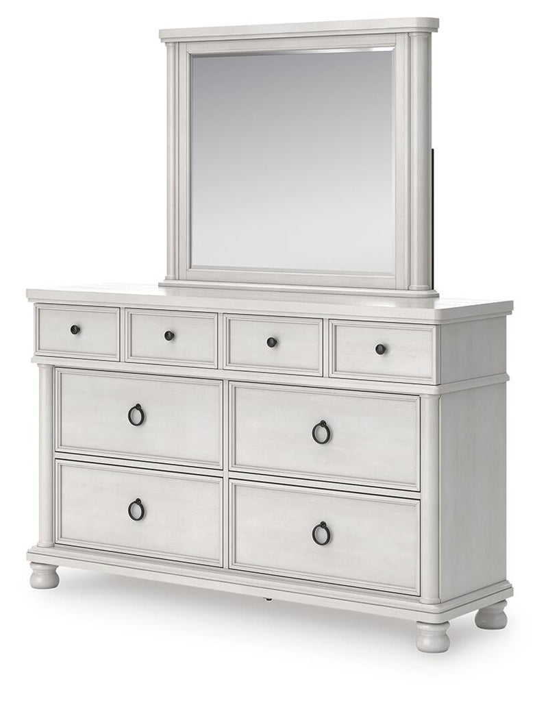 Rowlenstown California King Poster Bed, Dresser, Mirror and Nightstand