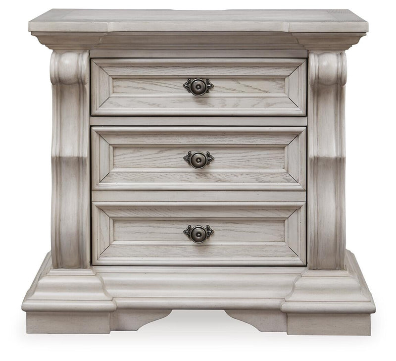 Bruchandi California King Upholstered Panel Bed with Mirrored Dresser and Nightstand