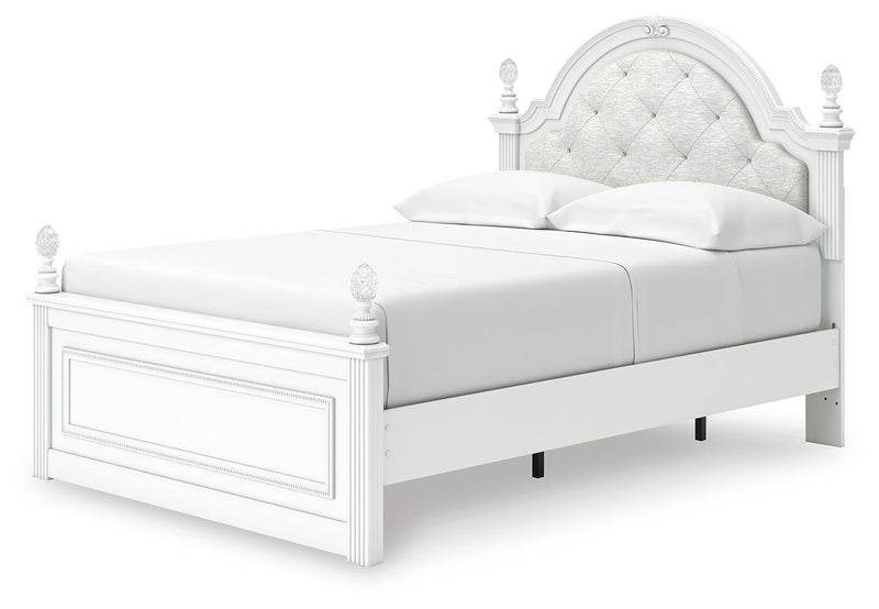 Kozlani Full Upholstered Panel Storage Bed, Dresser and Mirror