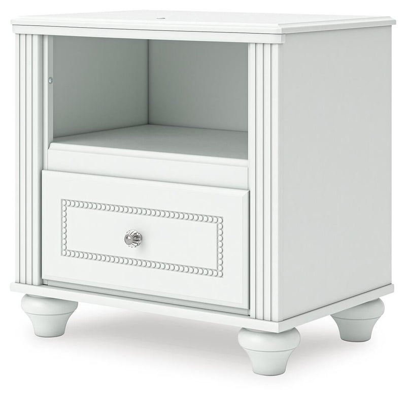 Kozlani Full Upholstered Panel Bed, Dresser, Mirror and Nightstand