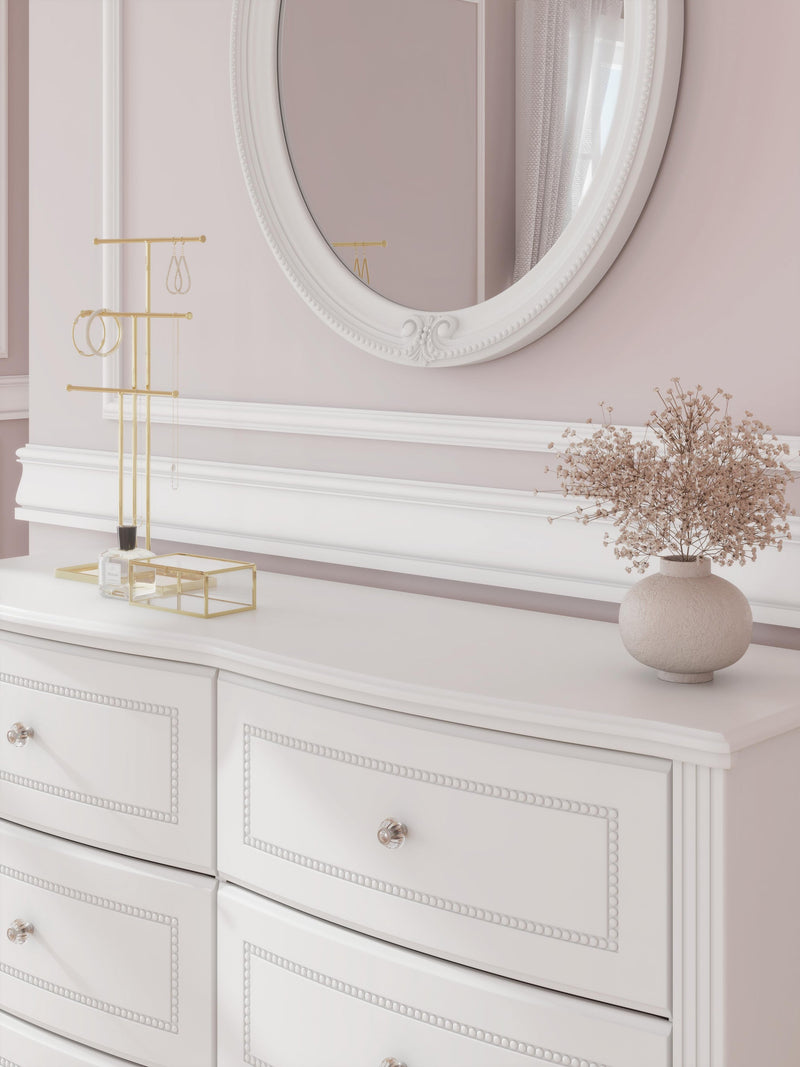 Kozlani Twin Upholstered Panel Bed, Dresser, Mirror and Nightstand