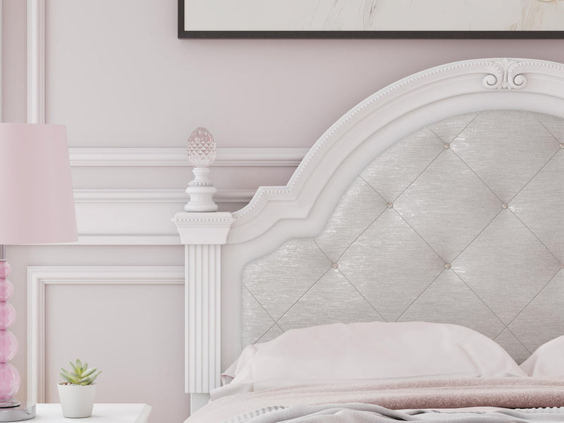 Kozlani Full Upholstered Panel Bed, Dresser and Mirror