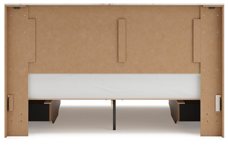 Lawroy King Panel Bed with Storage, Dresser, Mirror and Nightstand