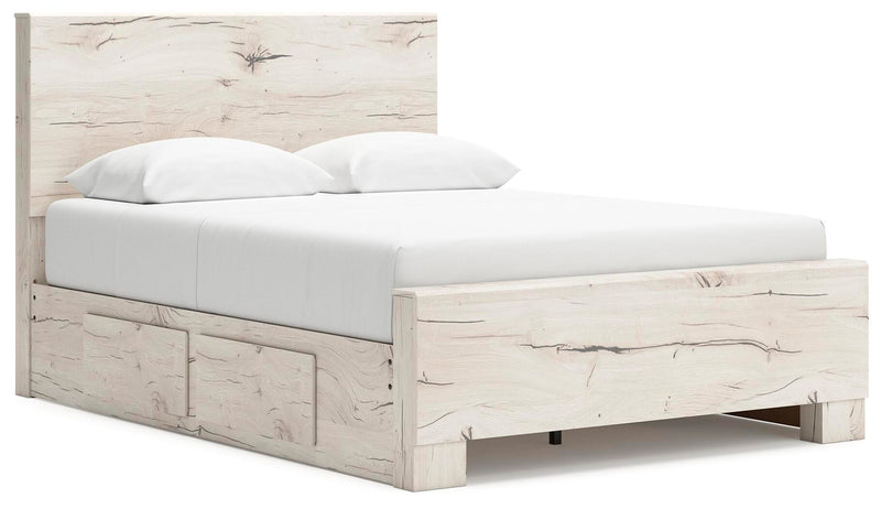 Lawroy Queen Panel Bed with Storage, Dresser, Mirror and Nightstand