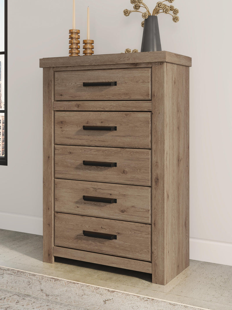 Garistyn King Panel Bed, Dresser, Mirror, Chest and Nightstand