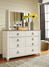 Load image into Gallery viewer, Willowton Queen/Full Panel Headboard with Mirrored Dresser and Chest
